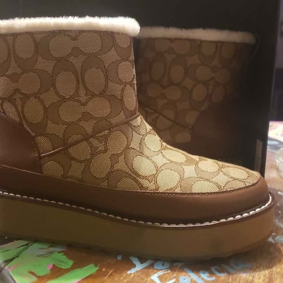 Coach Brown and Tan Heeled Boots - Picture 1 of 3